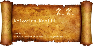Kolovits Kamill névjegykártya