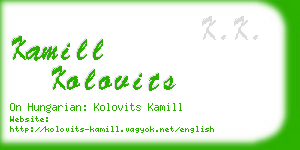 kamill kolovits business card
